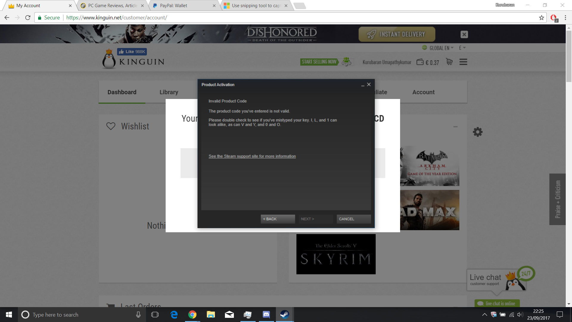 steam invalid english