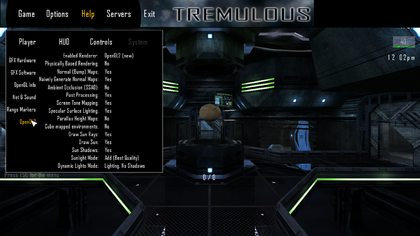 In-game Renderer Menu on GrangerLab