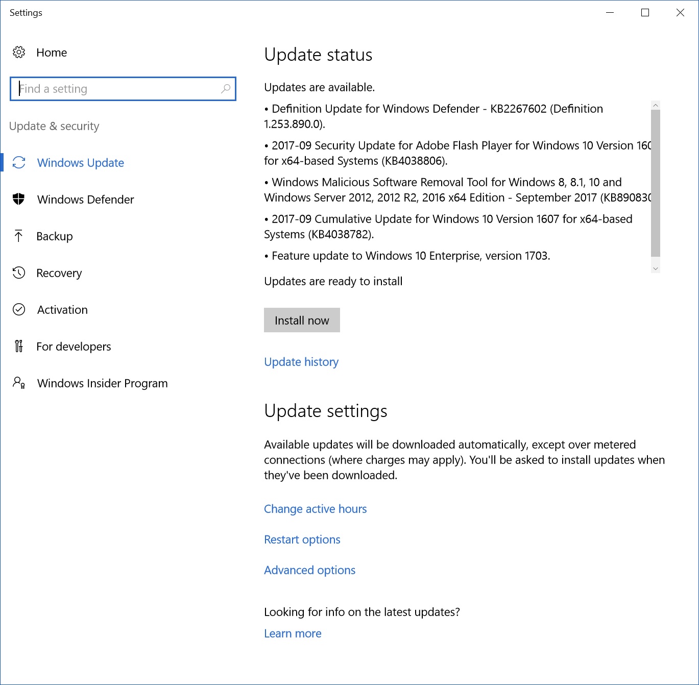 Win10 Update 1703