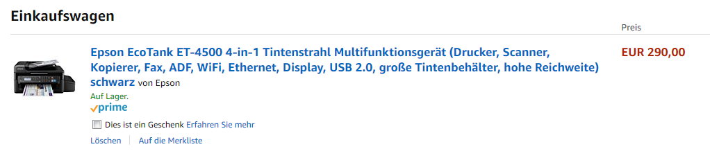 Einkaufswagen mit dem ET-4500