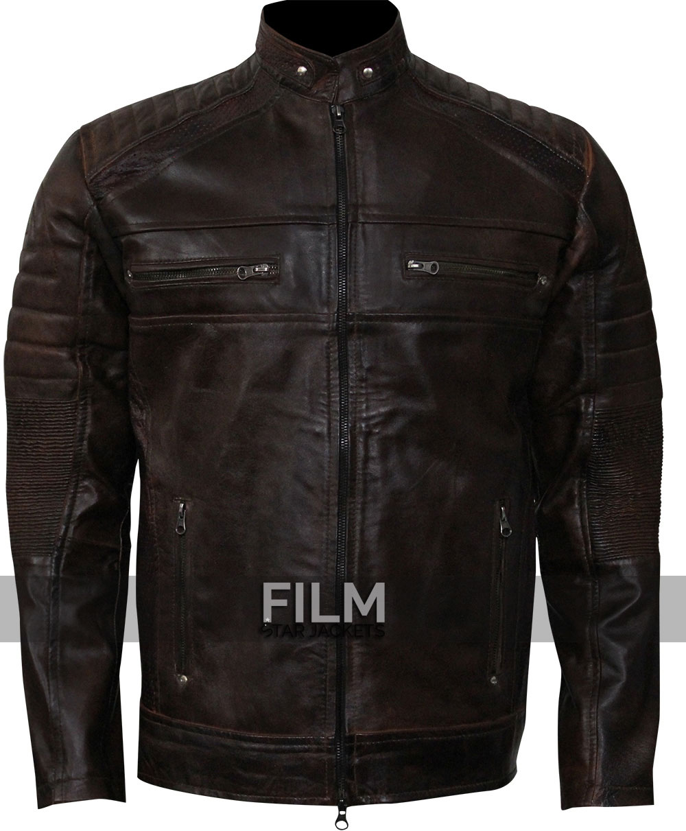 Cafe Racer Biker Leather Jacket