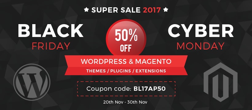 Flat 50% Off!! Black Friday and Cyber Monday Deals 2017