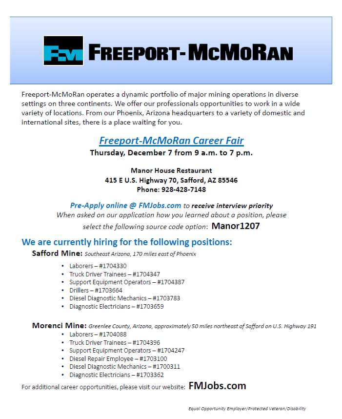 Morenci and Safford - Freeport McMoRan