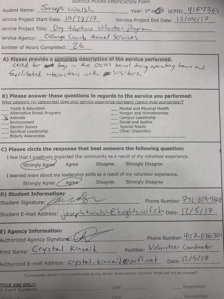 Lead scholar service form