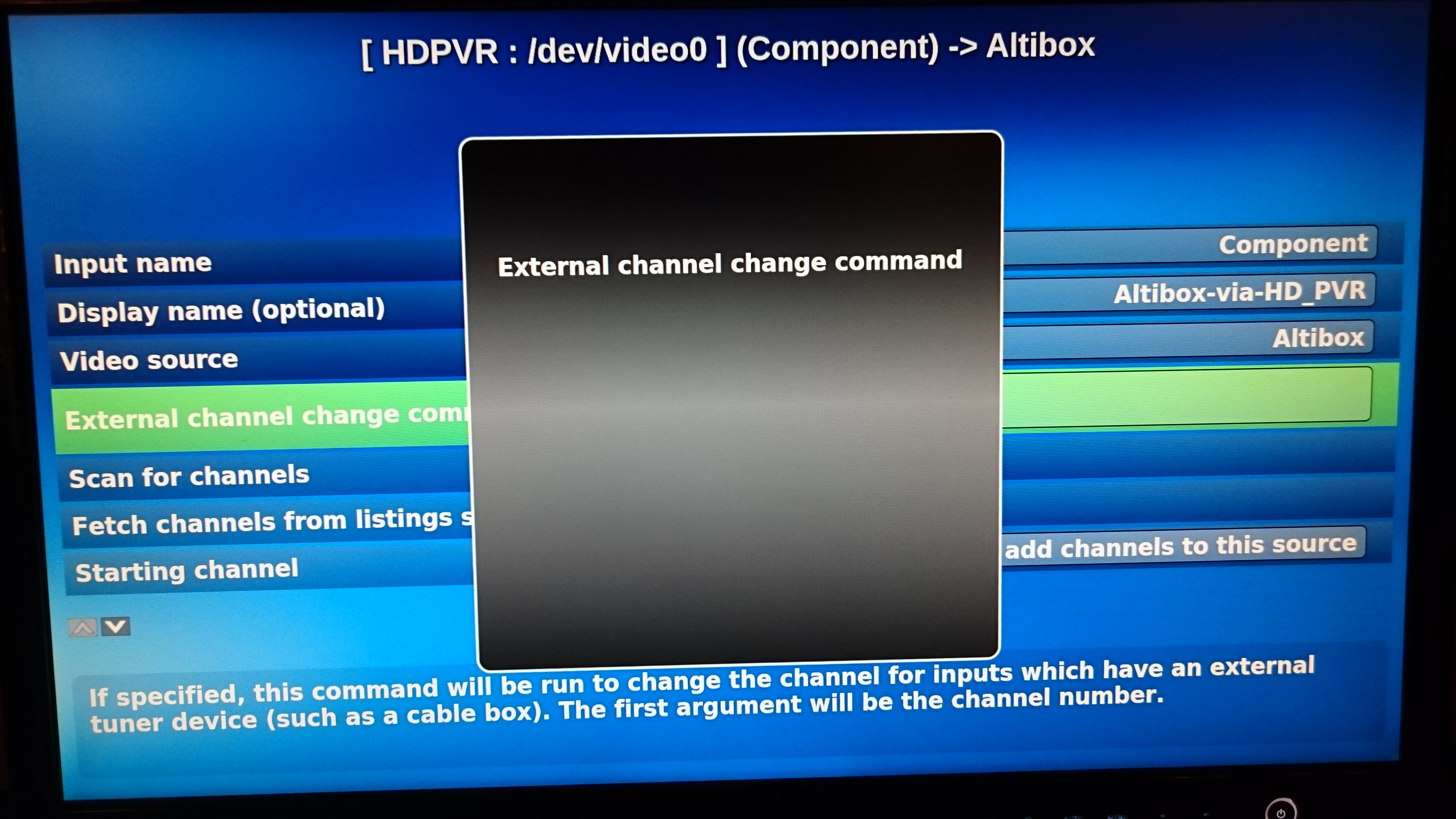 mythtv-channel change config dialog
