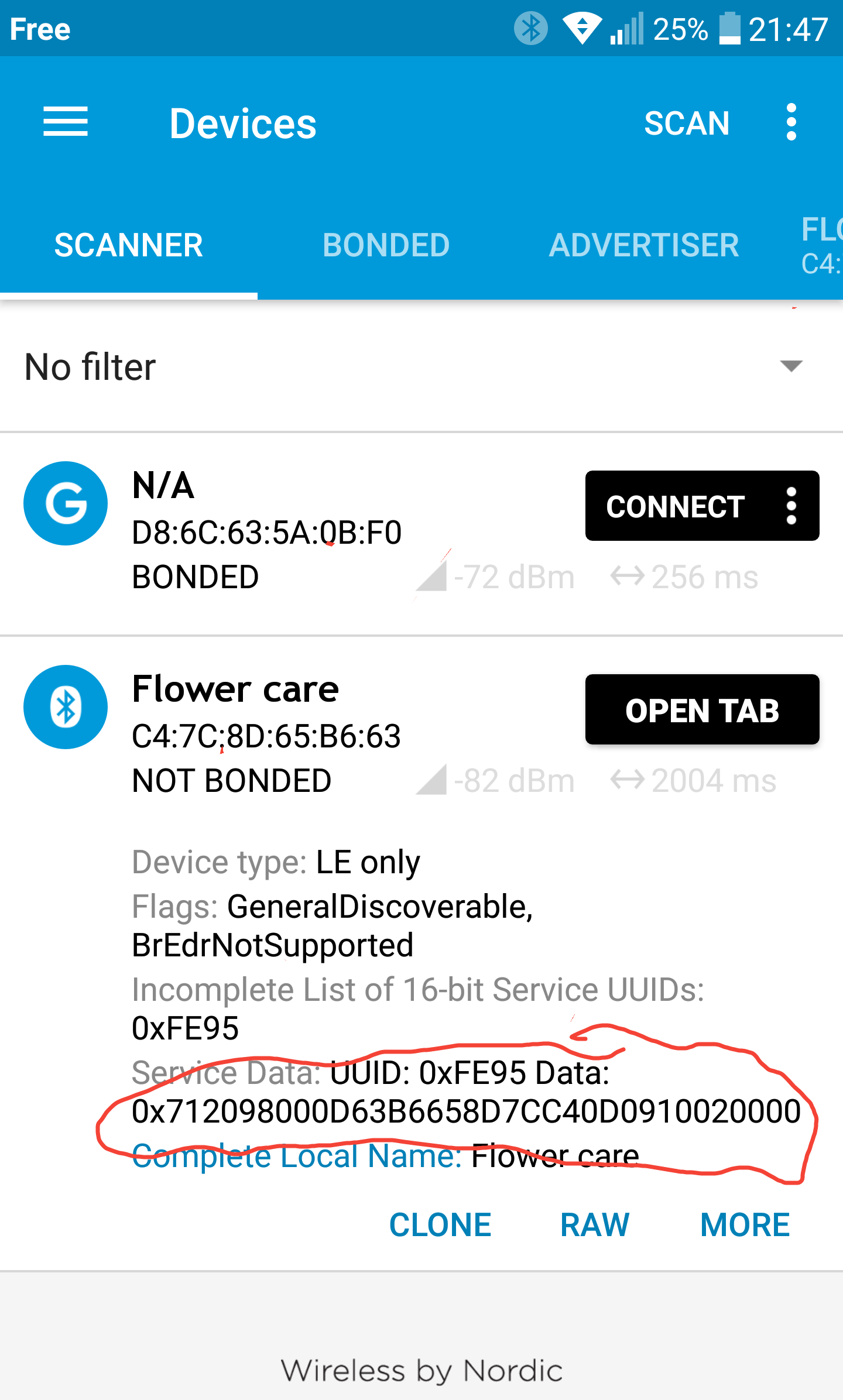 Ble service data