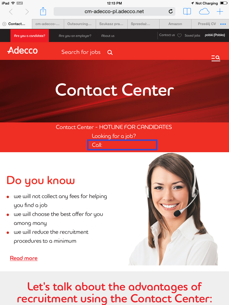 Phone cell number is not available on contact detail