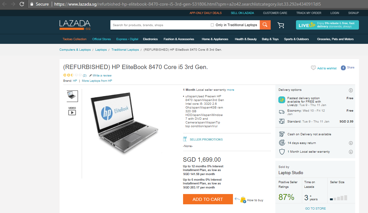 lazada laptop studio refurbished hp laptop