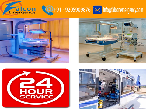 Get ICU Air Ambulance Service in Indore with Bed to Bed Transfer Facility by Falcon Emergency