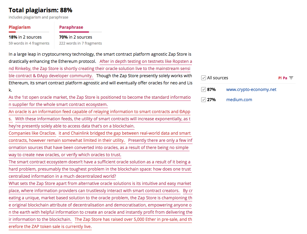 Plagiarism too high