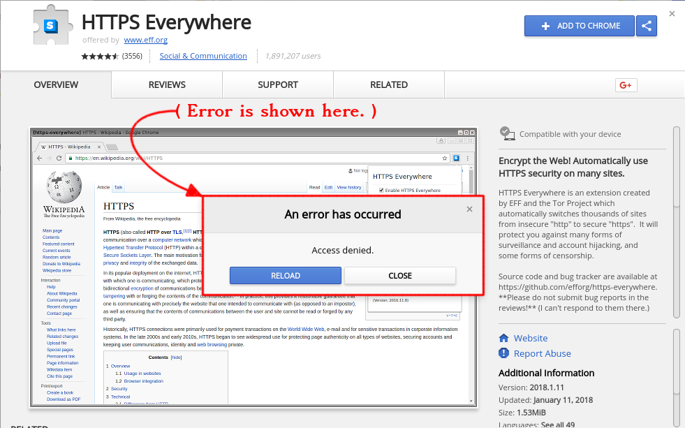 HTTPS EveryWhere Access Denied on install