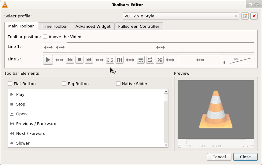 VLC interface customization