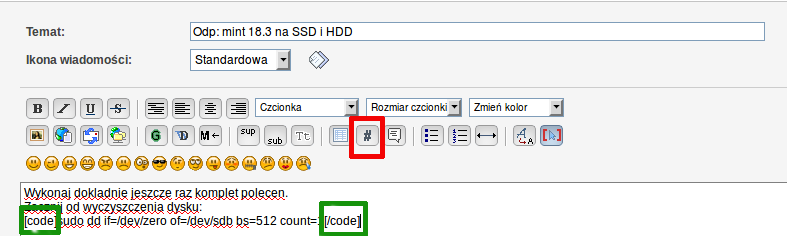 znaczniki CODE