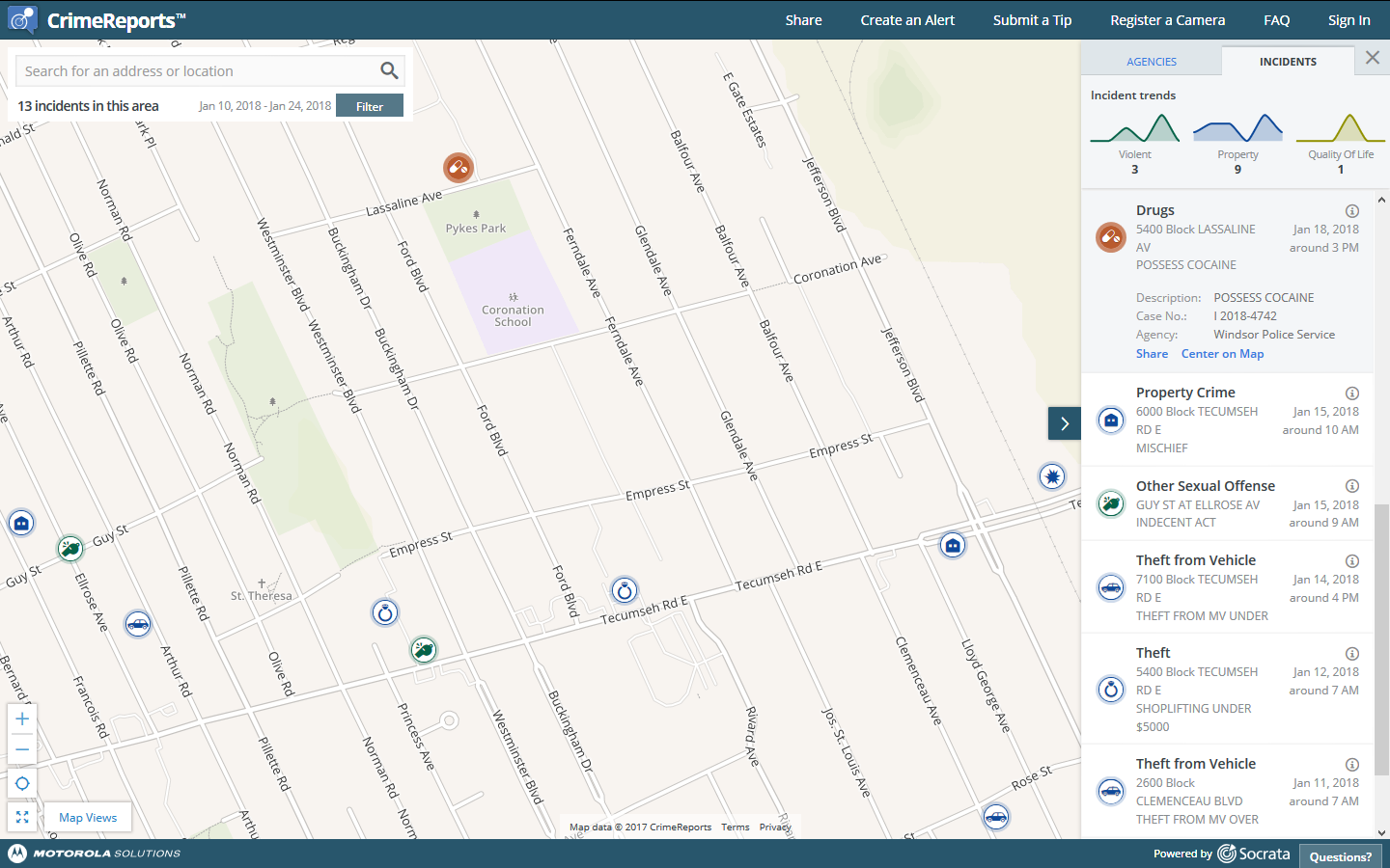 Crimes Fountain Blue Area Windsor ON