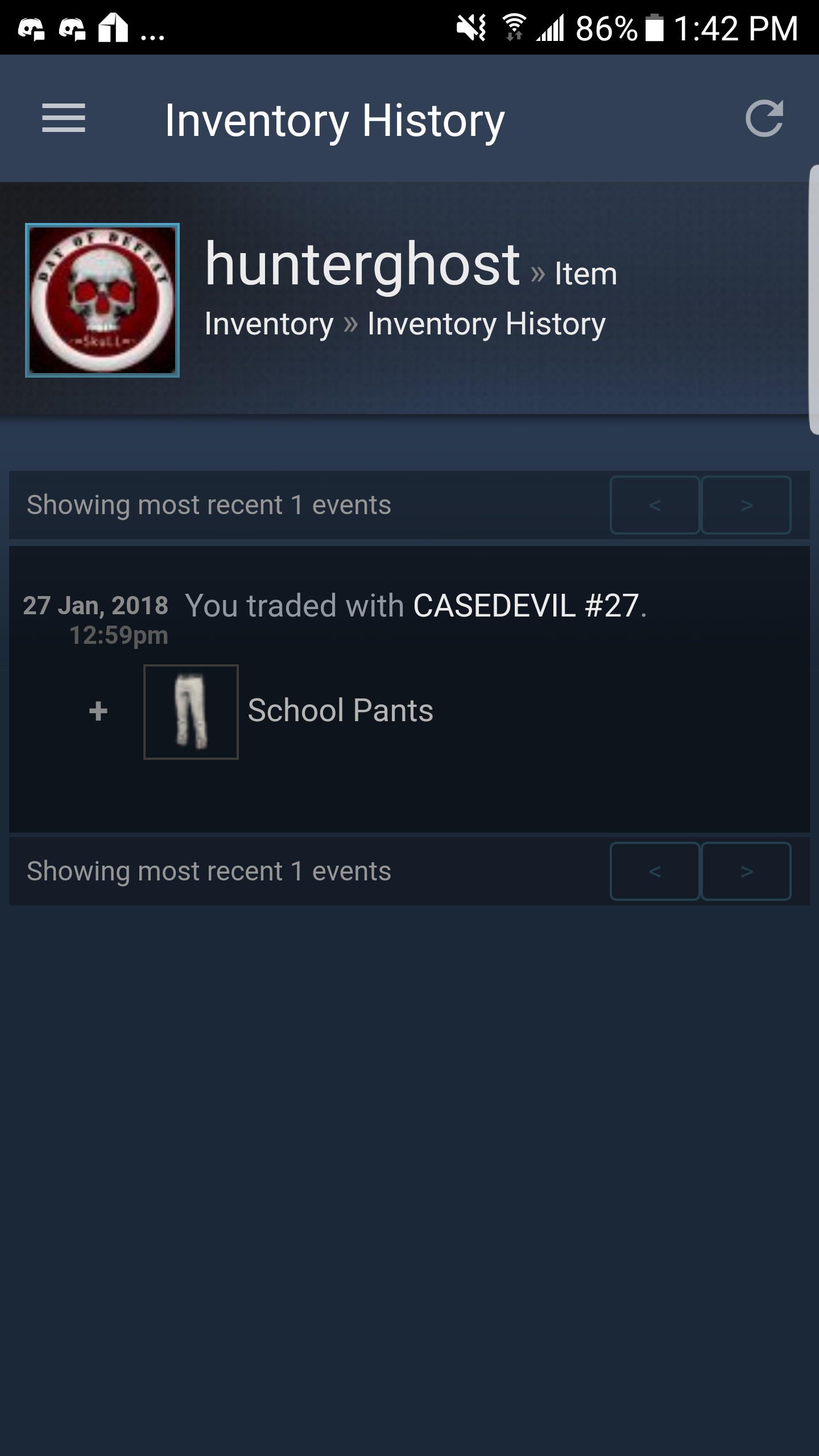 Inventory history