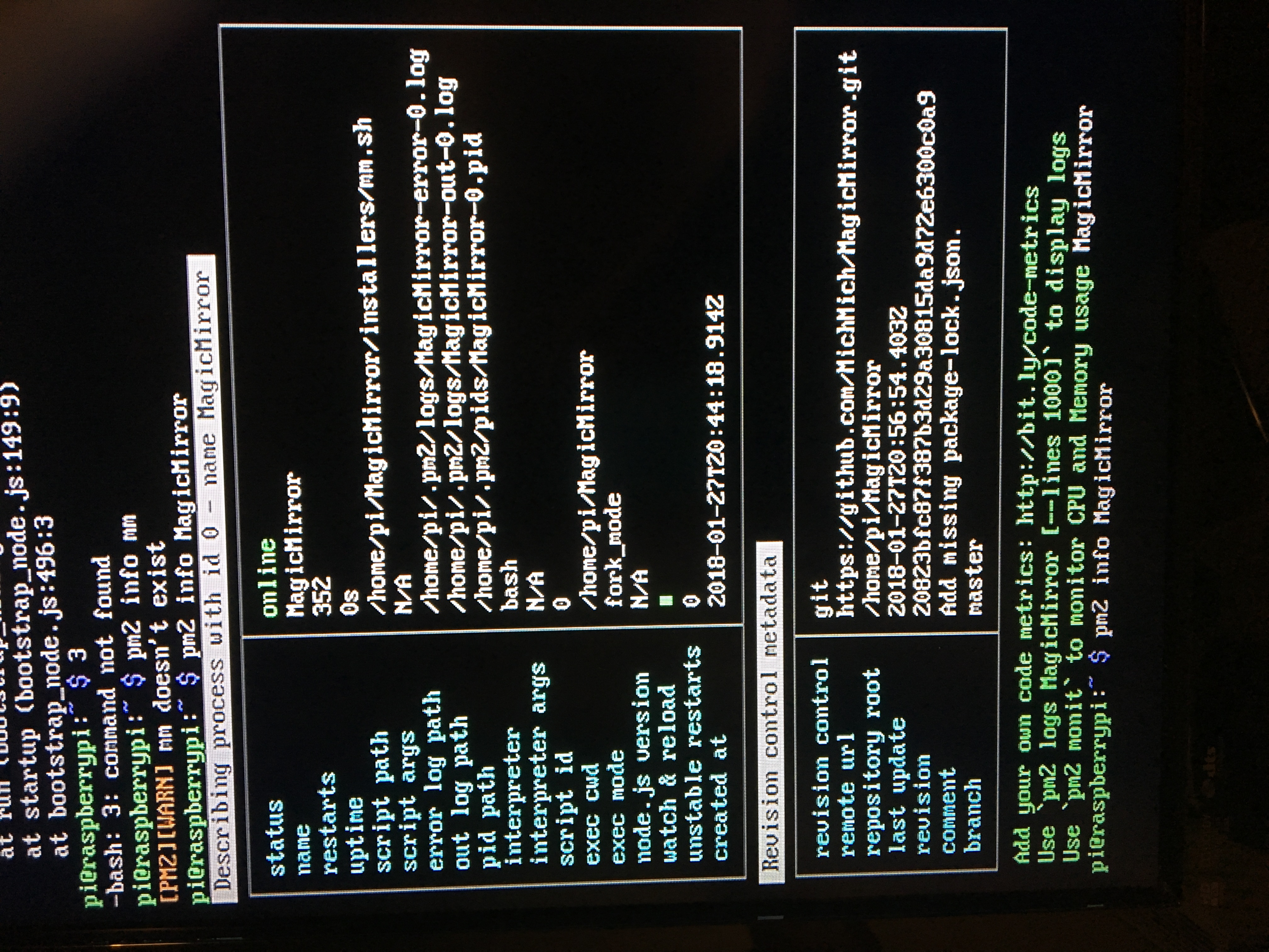 pm2 info MagicMirror