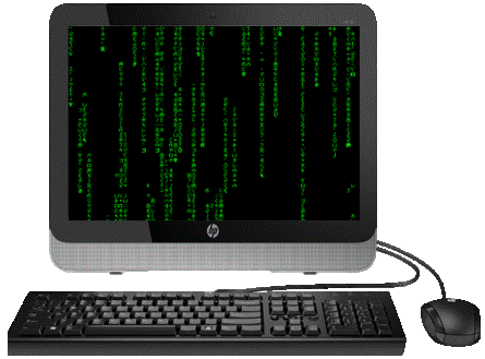 Computer with Binary Rain