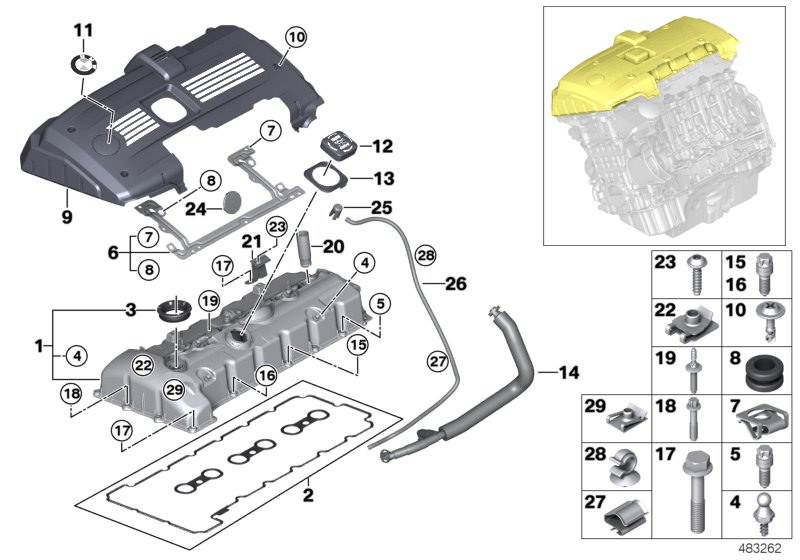 E90 Valve Cover Diagram