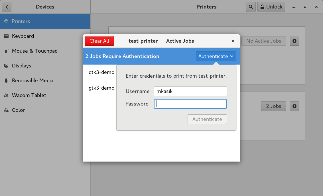 Authentication dialog
