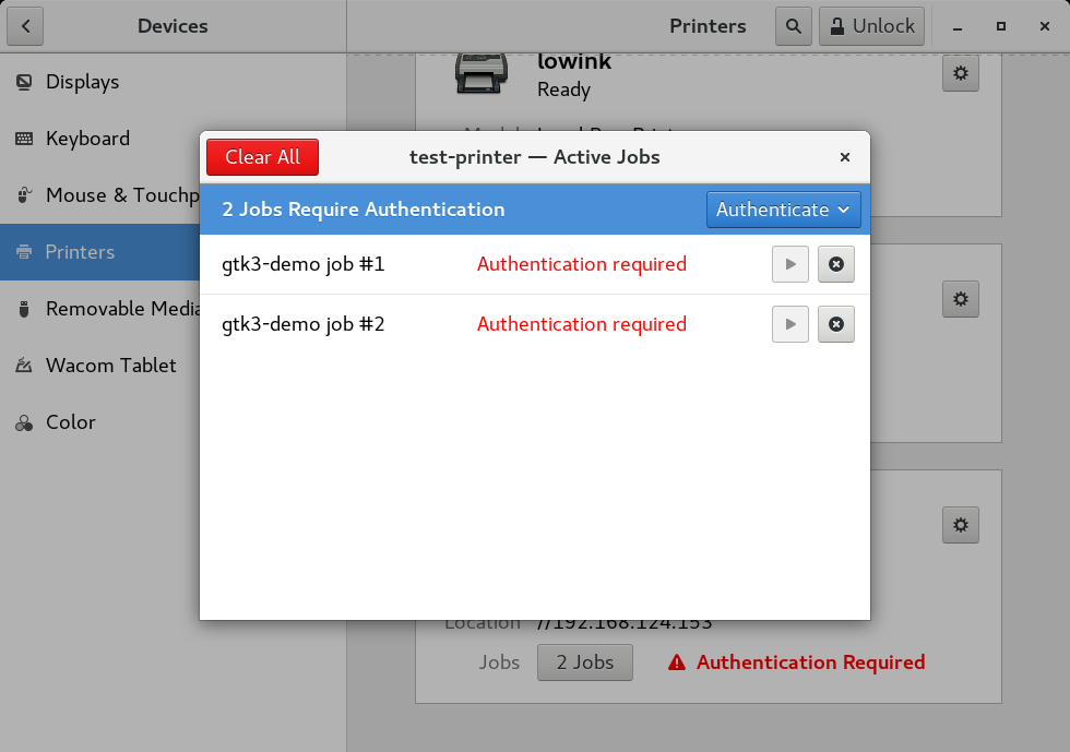 Jobs dialog