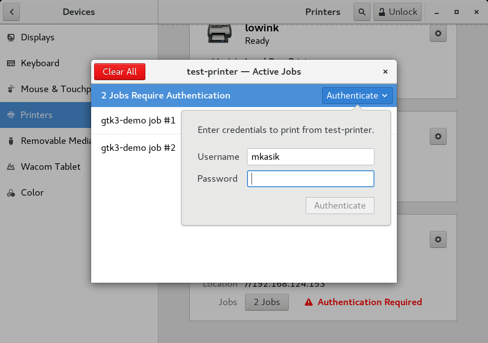 Authentication dialog