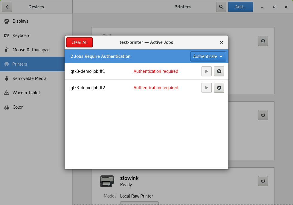 Jobs dialog