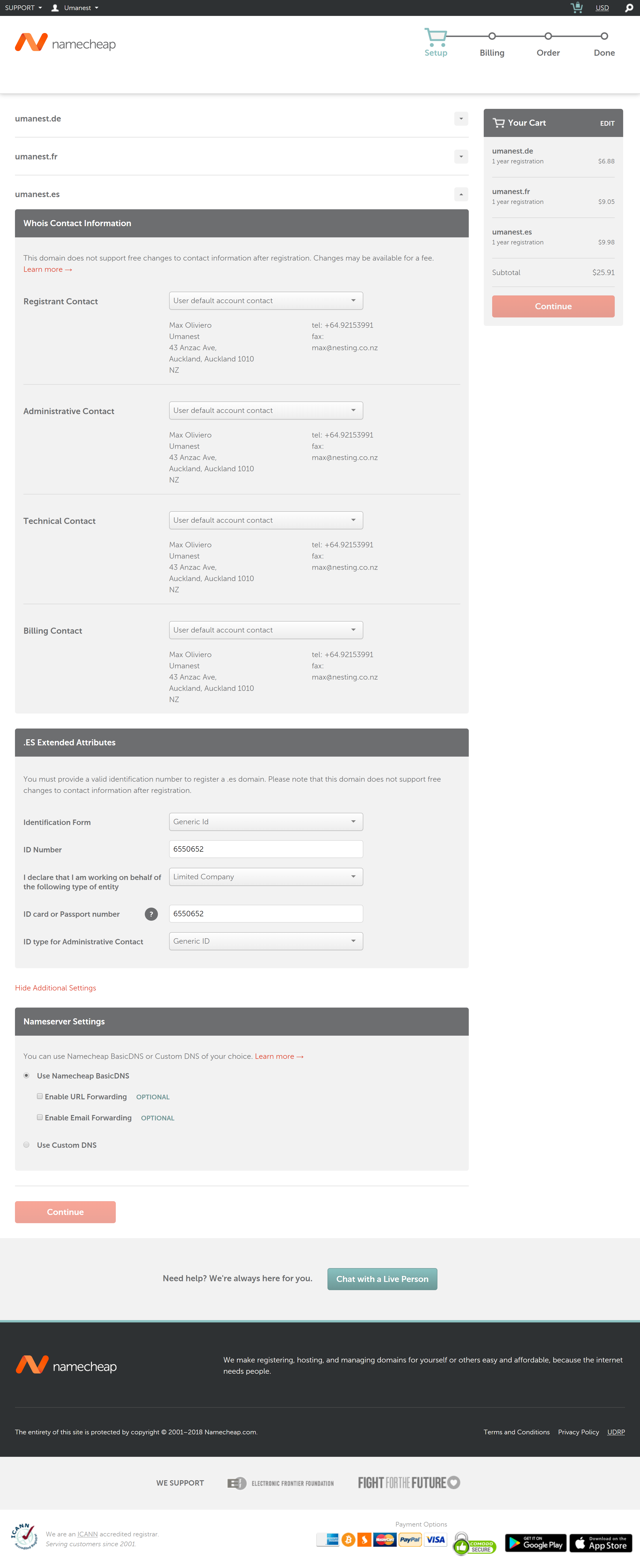 namecheap screenshot