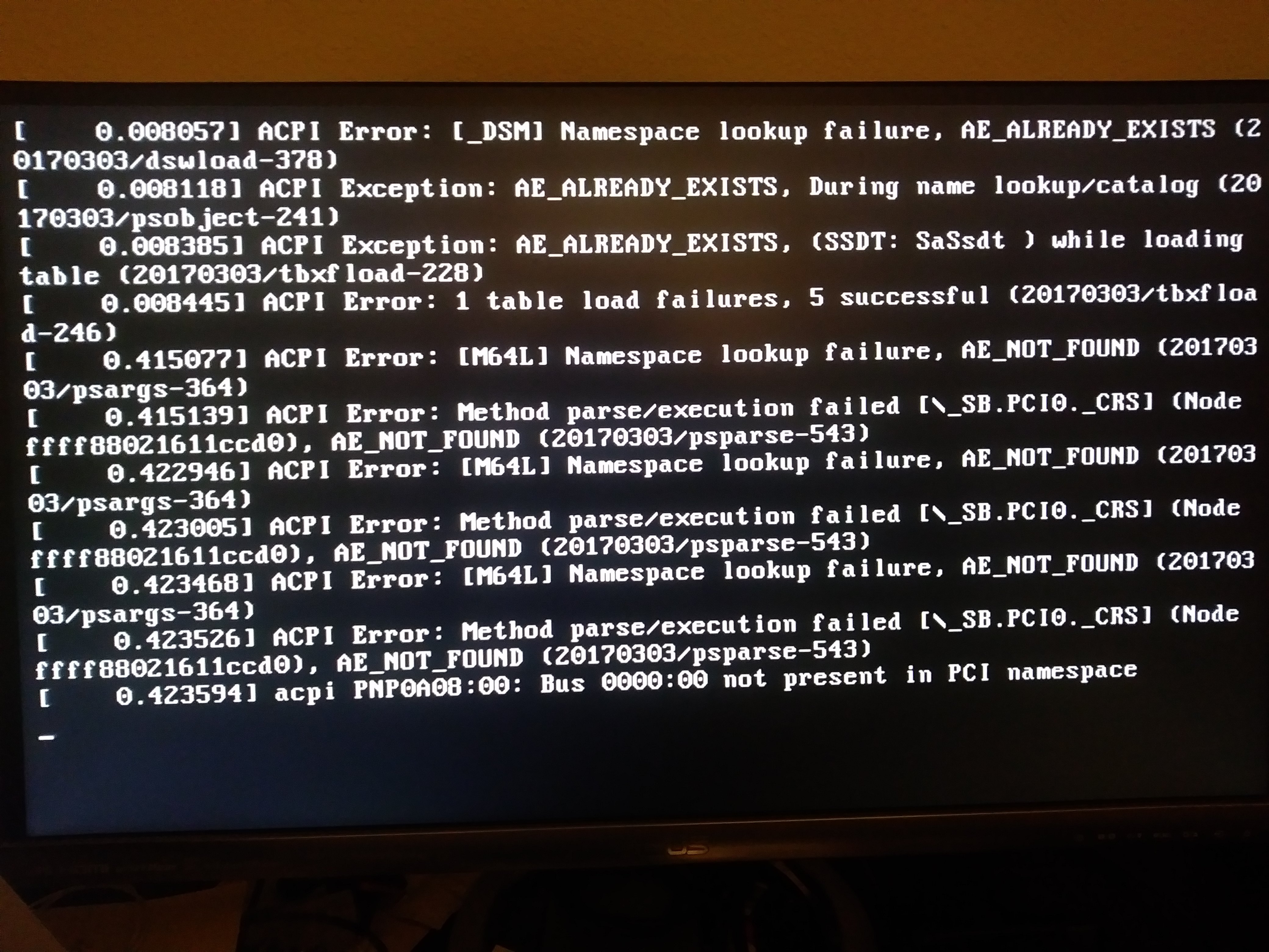 Solus Boot Errors
