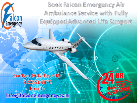 Falcon Emergency Air Ambulance Service in Pune with ICU and all Medical Facilities