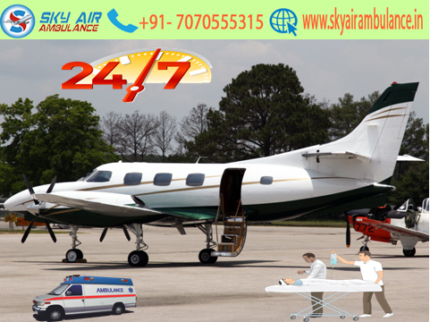 Sky Air Ambulance from Raipur to Delhi is available for 24-hours