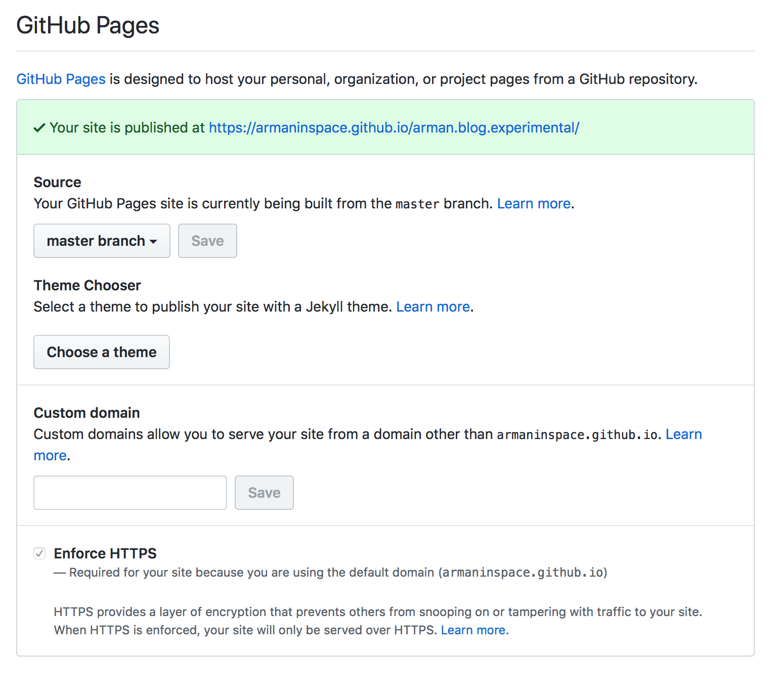 settings page