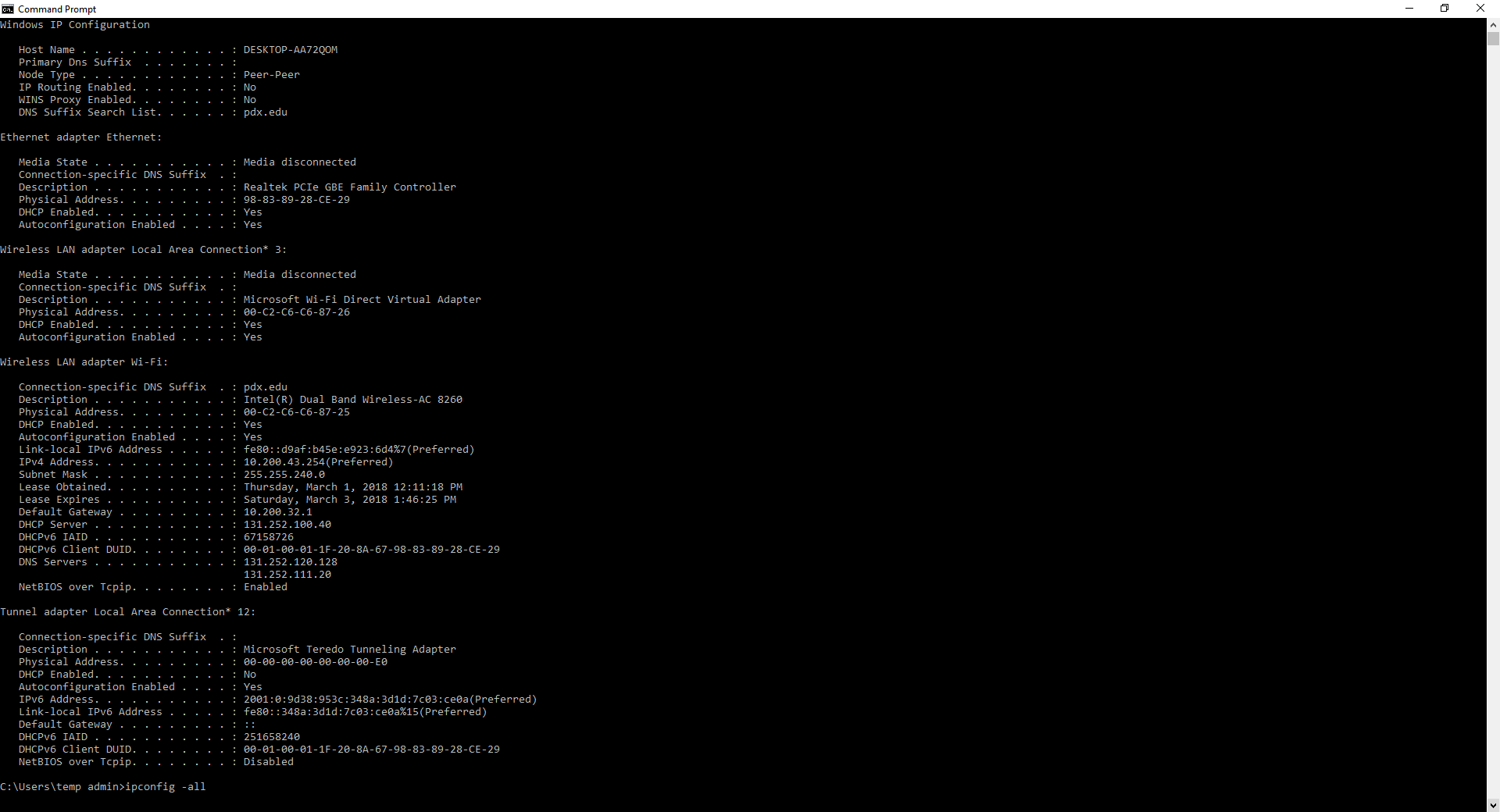 ipconfig