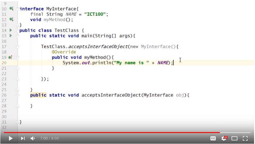 interface instance as paramater