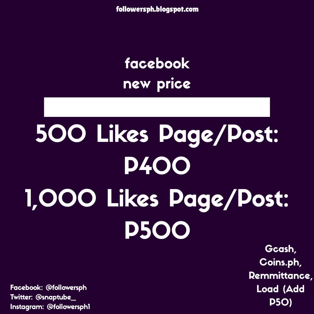 Facebook new priclist