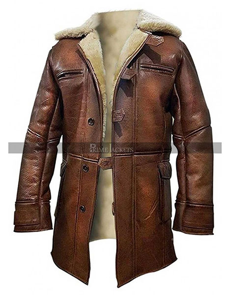 Tom Hardy Bane Dark Knight Lambskin Shearling Pea Coat