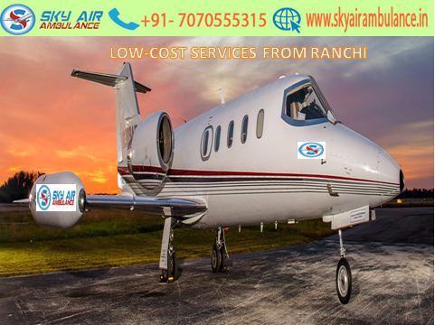 Sky Air Ambulance from Ranchi to Delhi is available at low-buck