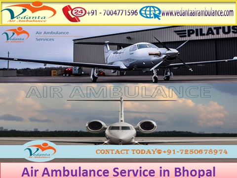 Vedanta Air Ambulance from Bhopal to Delhi with Hi-tech medical facility