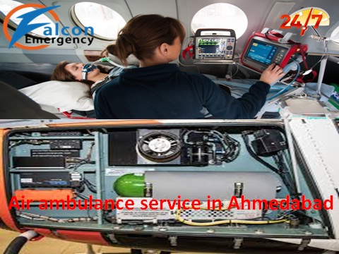 Falcon Emergency Air Ambulance Service in Ahmedabad at low cost