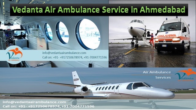 Vedanta Air Ambulance from Ahmedabad to Delhi at a Low-cost