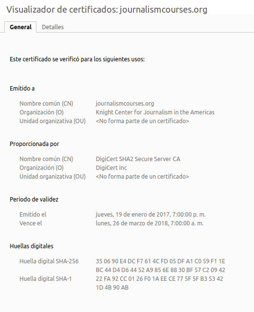 Certificado vencido