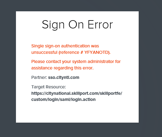 Skillsoft Error Message