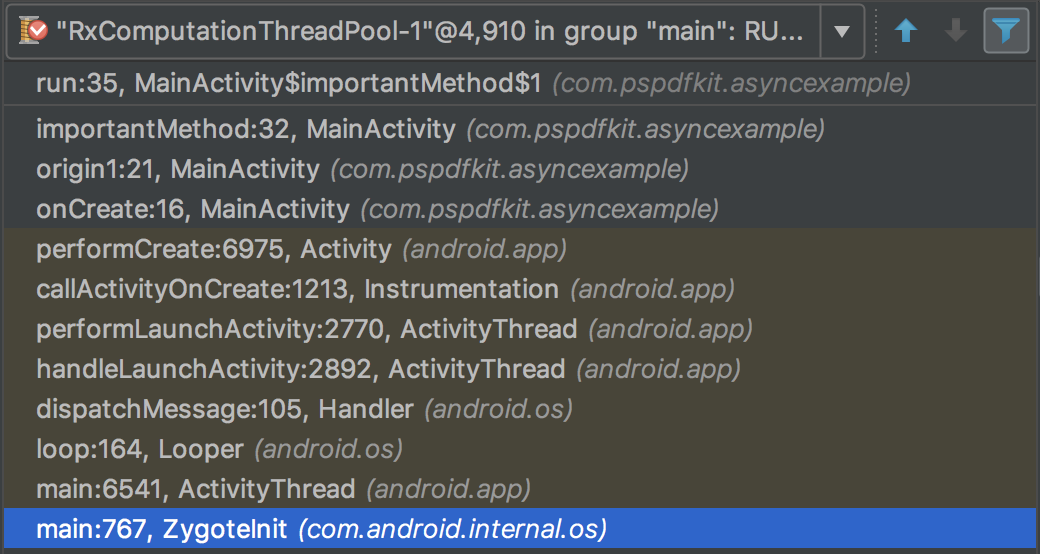 Async stack trace