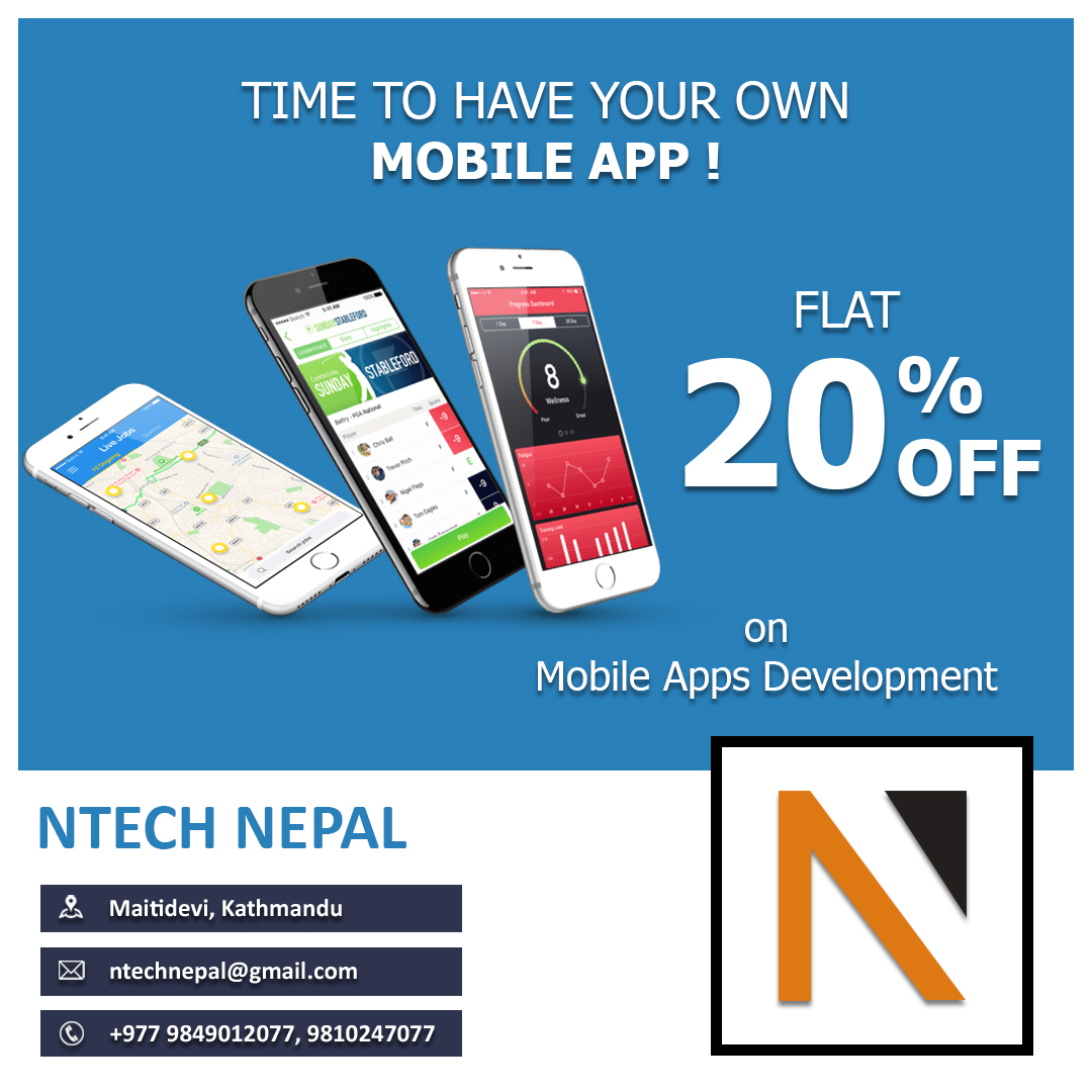 Ntech Nepal is a top provider of professional Website Development, Graphic Designing, Mobile Apps Development, Video Editing, Digital Marketing, Website Hosting, Domain Registration, Website Re-Design and Many More.