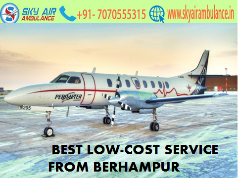 Sky Air Ambulance services from Berhampur to Delhi at low cost
