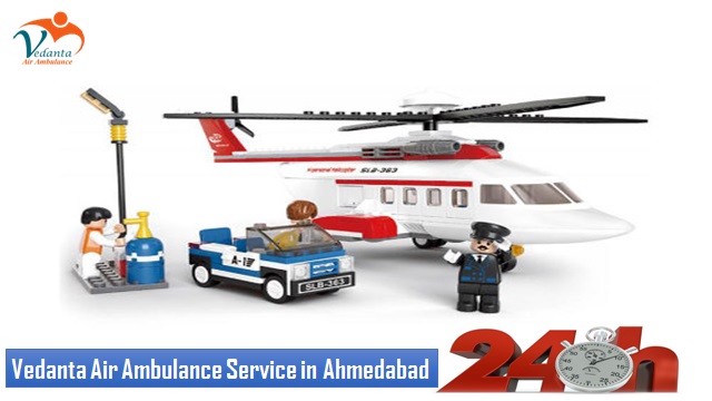 Vedanta Air Ambulance from Ahmedabad to Delhi with full ICU Setup