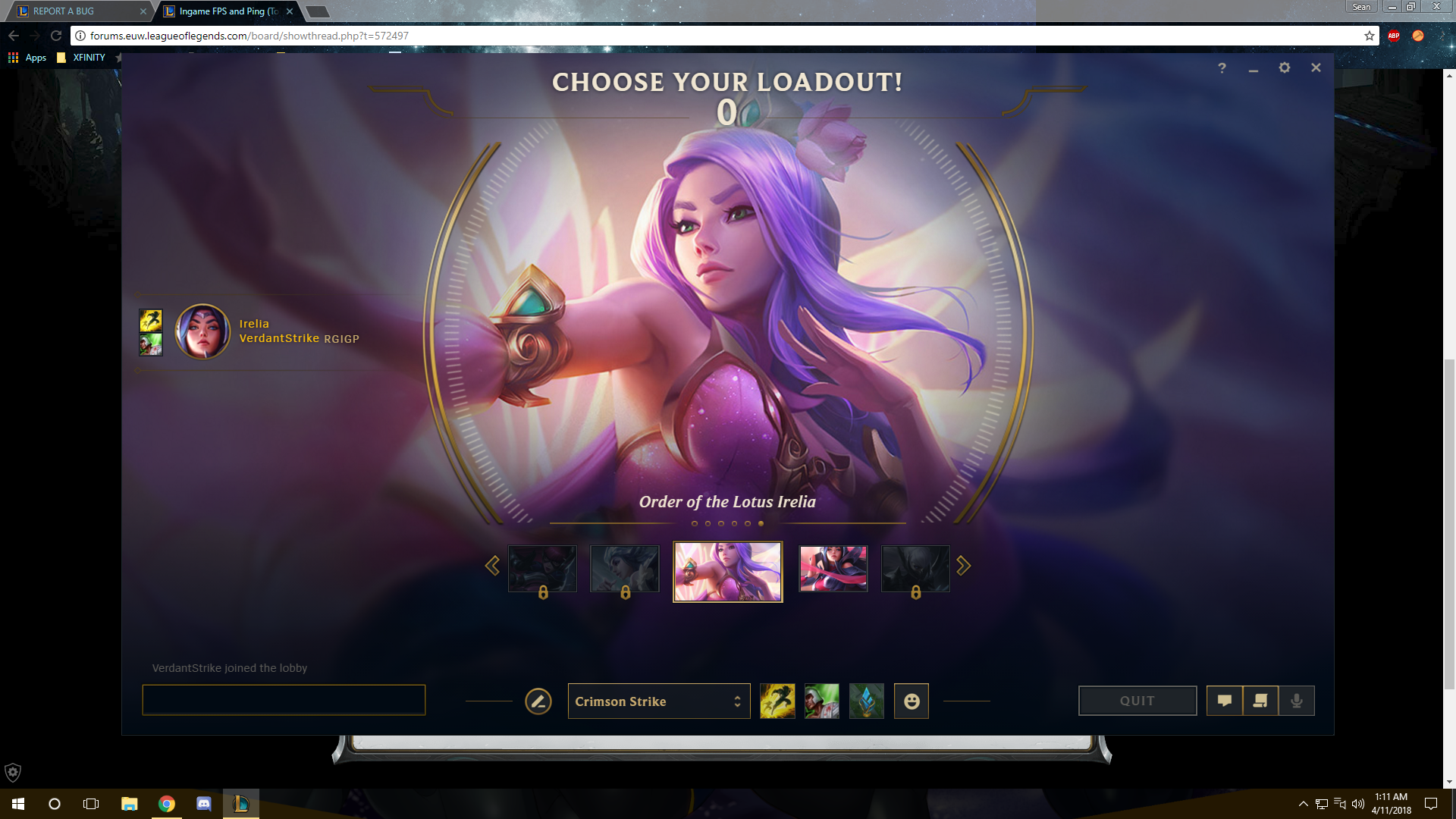 Irelia Champ Select - Order of the Lotus Bug 1