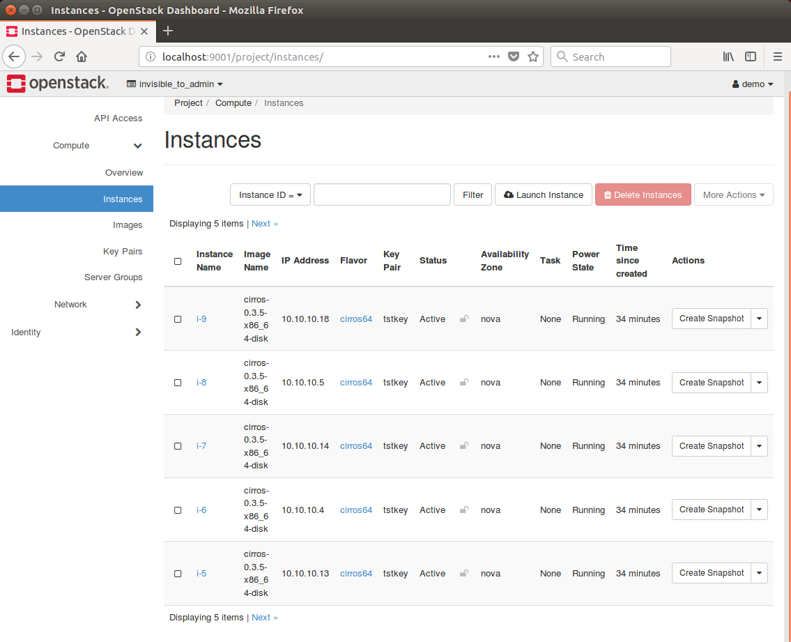 Horizon listing instances