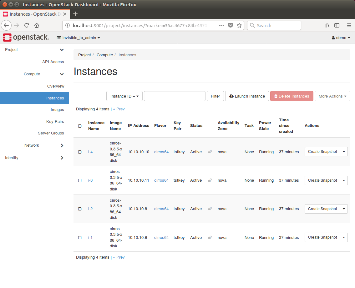 Horizon listing instances