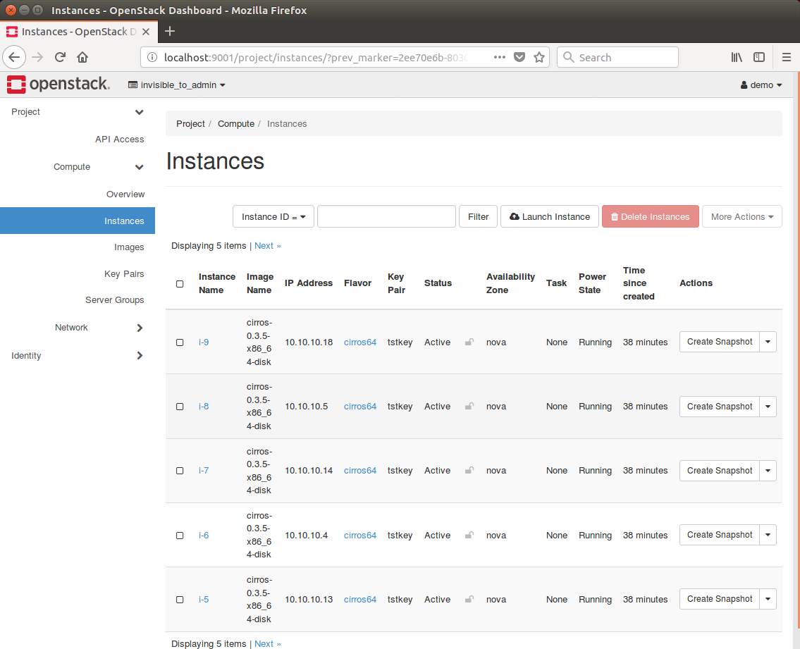 Horizon listing instances
