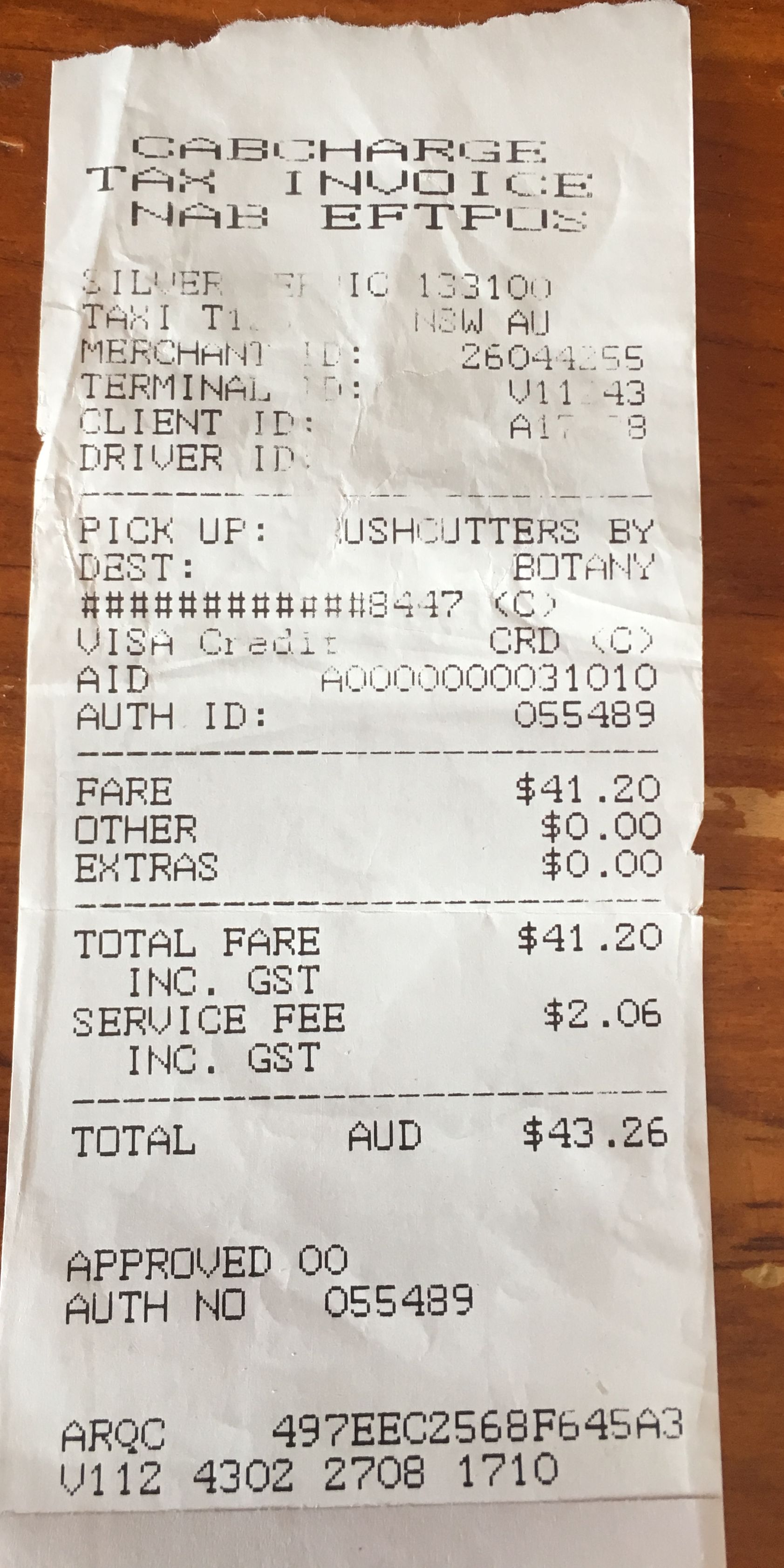 Taxi Receipt SYD Induction